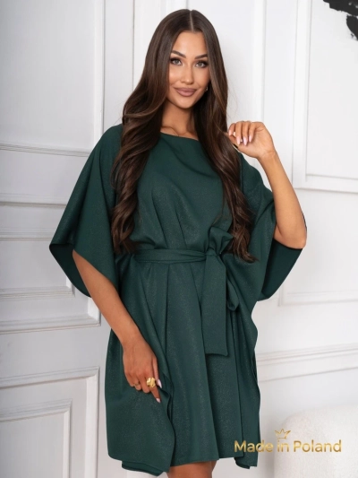 Сукня Serena Zielona z Paskiem i Rekawami Kimono - Elegancja i Komfort