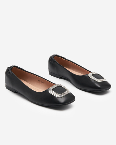 Schwarze Damen-Loafer mit Cubic Zirkonia Gievori - Schuhe