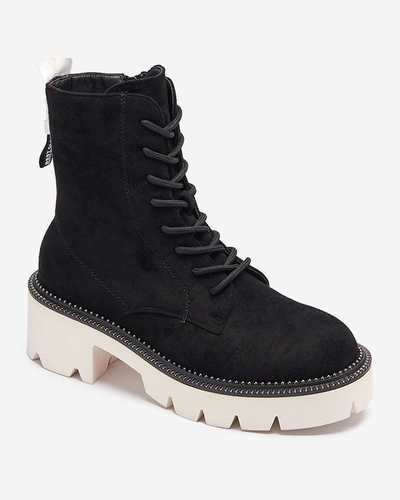 Schwarze Damenstiefel auf niedrigem Pfosten Savet - Footwear