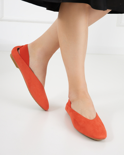 OUTLET Damen-Ballerinas in Orange mit Karree-Spitze Lojara - Schuhe