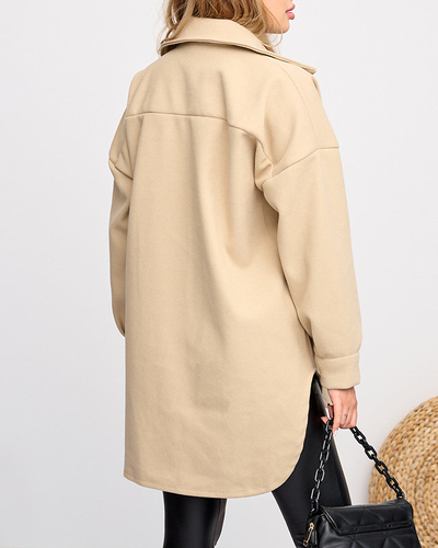 Oversize-Hemdjacke für Damen in Beige - Kleidung