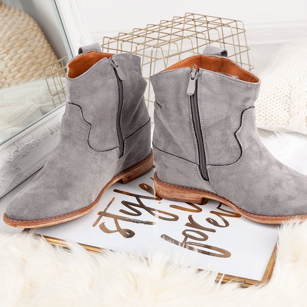 Graue Cowboystiefel auf Keilabsatz Bertold - Schuhe