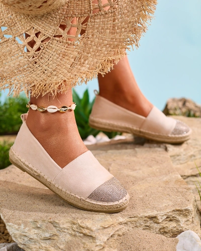 Royalfashion Beige Damen-Espadrilles mit Zirkonen Iterica