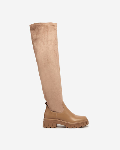 Royalfashion Hellbraune Overknee-Stiefel für Damen Retamon