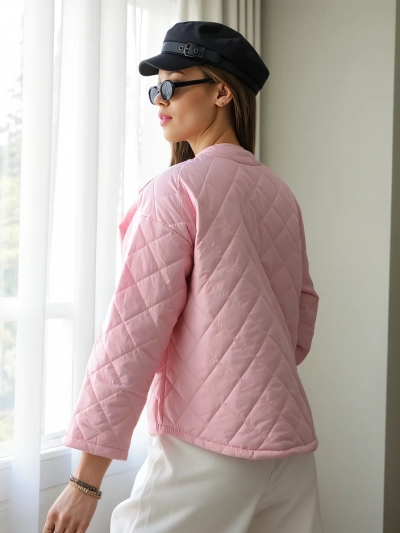 Royalfashion Frühlings-Übergangsjacke für Damen mit Futter aus Blumen- und Pünktchenmuster