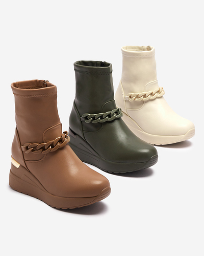 Hellbraune Damenstiefel auf Anker mit Kette Fefricca- Footwear
