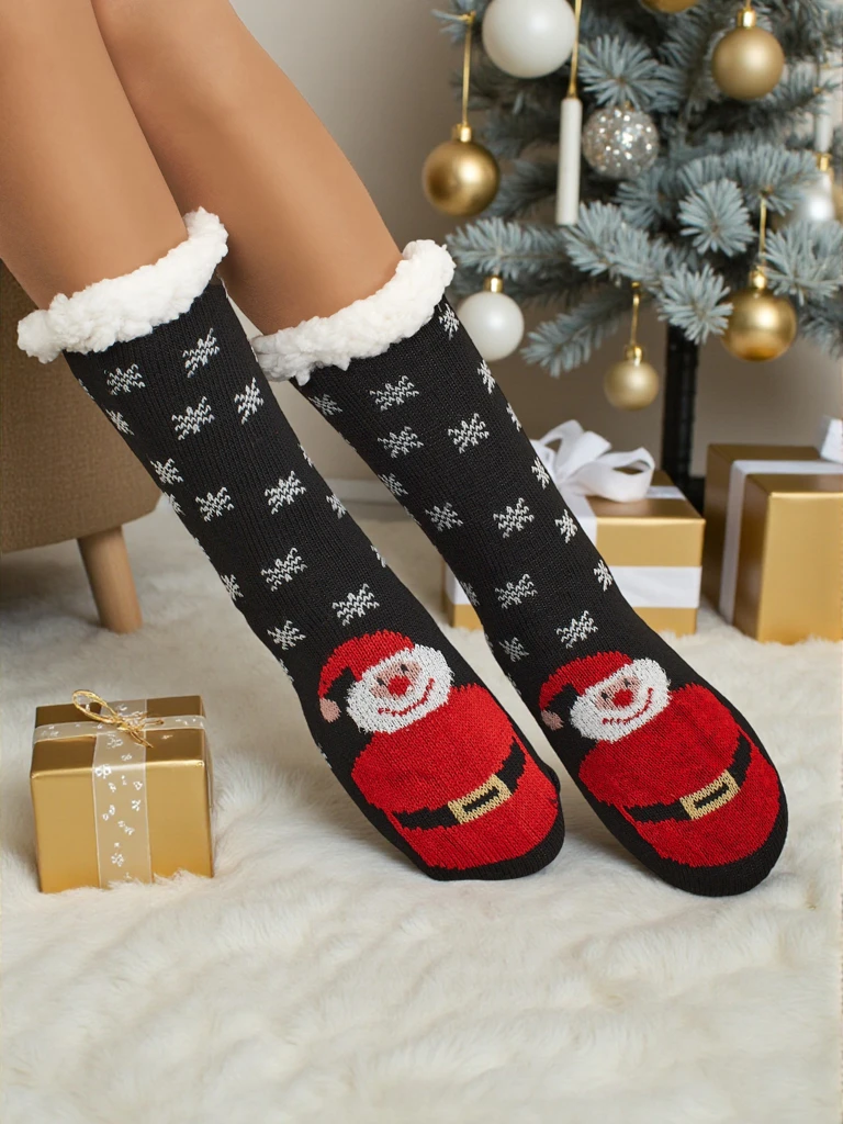 Warm gefütterte weihnachtliche Damen Socken SnuggleJoy