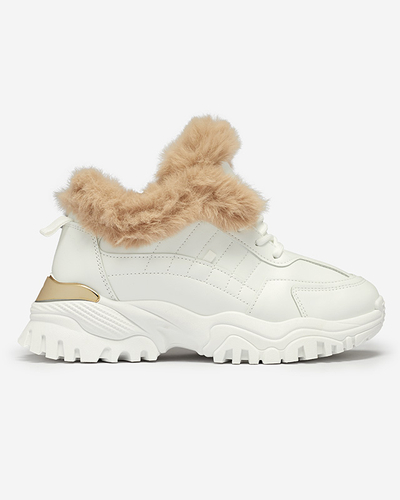 Sportliche weiße Damenschuhe mit Fell Flixi - Schuhe