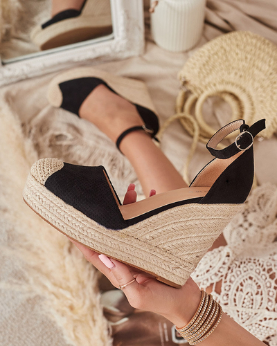 Royalfashion Schwarze Damen Meylasi Plateausandalen