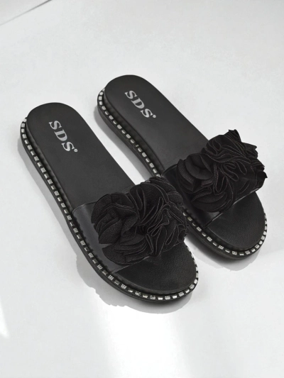 Royalfashion Damen-Pantoletten mit flacher Sohle Flora Verde