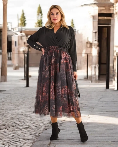 Royalfashion Damen-Zweischicht-Midirock