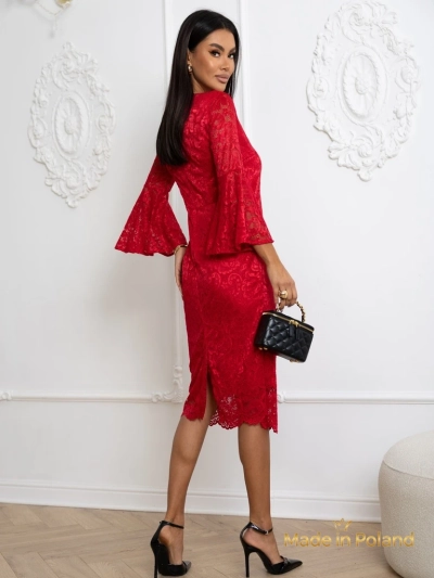 Elegantes Damen-Midikleid aus Spitze mit weiten Ärmeln Holly Wow