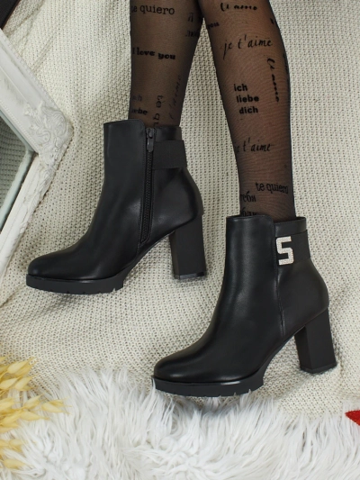 Damen Stiefeletten Öko-Leder mit Blockabsatz Tavor