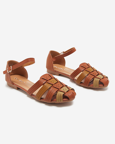 Durchbrochene Damen-Ballerinas mit seitlichem Ausschnitt in der Farbe camel Viholy Footwear