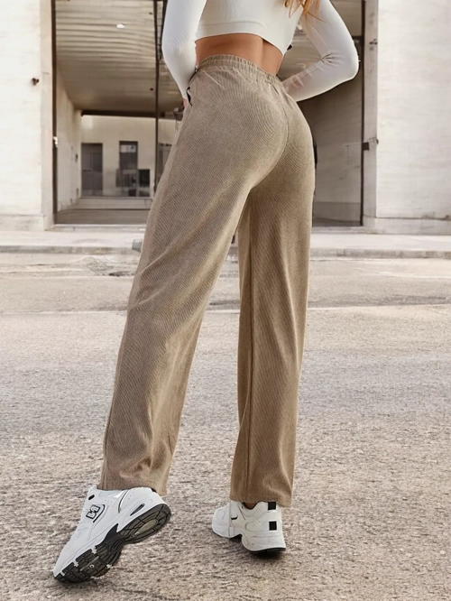 Royalfashion Жіночі широкі брюки в рубчик PLUS SIZE