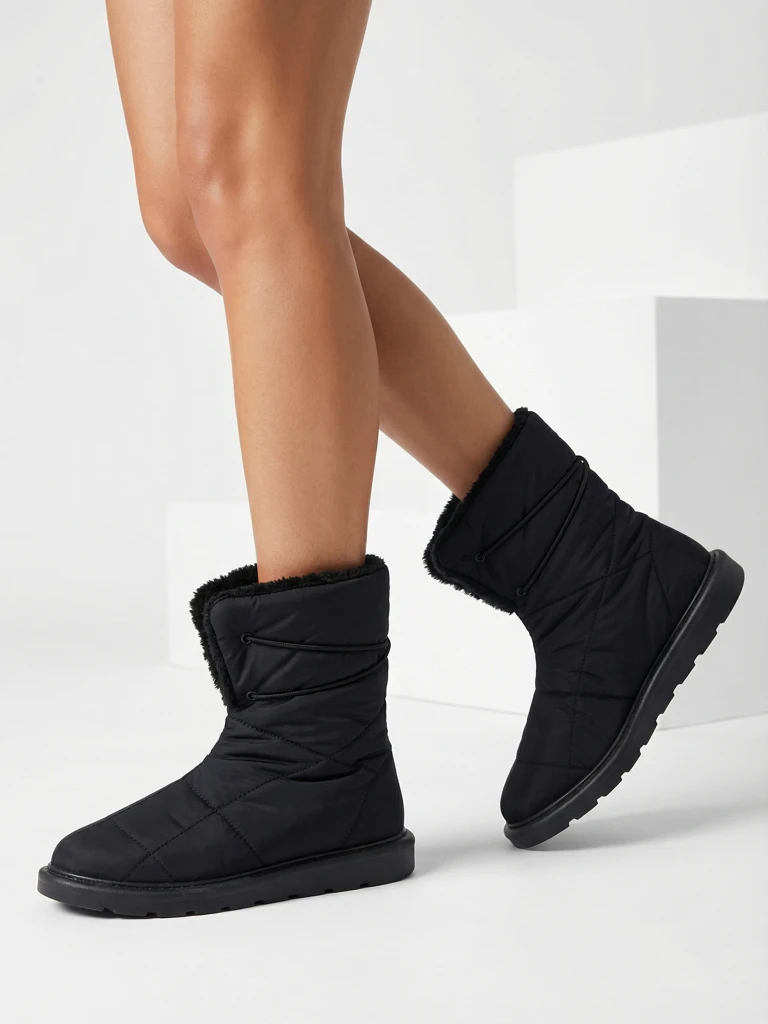 Damenstiefeletten Luna Schwarz Stoff Warm für den Winter