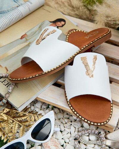 Royalfashion Damen Öko-Leder-Flip-Flops Cemenna