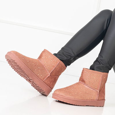 Dunkelrosa Damen-Schneestiefel mit Zirkonia Rudis - Schuhe