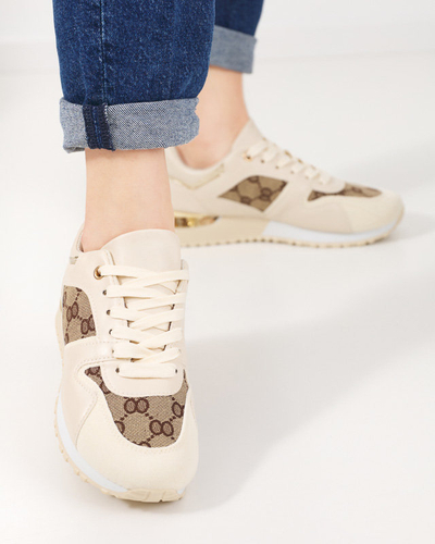 OUTLET Damen-Sportschuhe in Beige mit Engla-Aufdruck - Schuhe