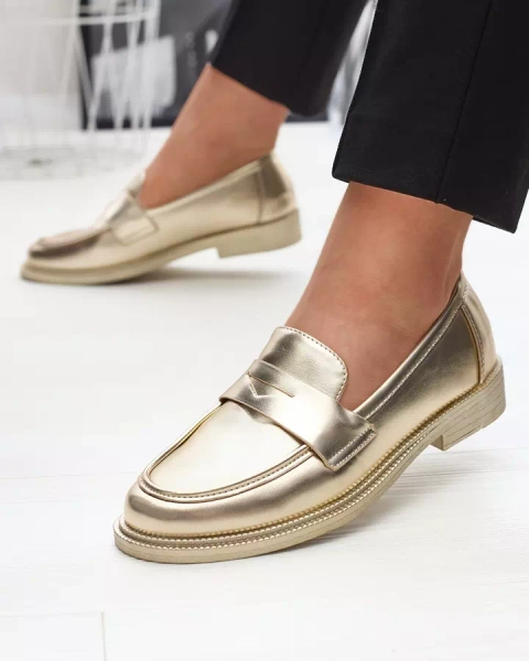 Goldene Damenmokassins aus Ökoleder Zibom- Footwear
