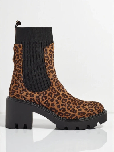 Gemusterte Damen Stiefeletten mit Blockabsatz aus Öko-Wildleder Anthere