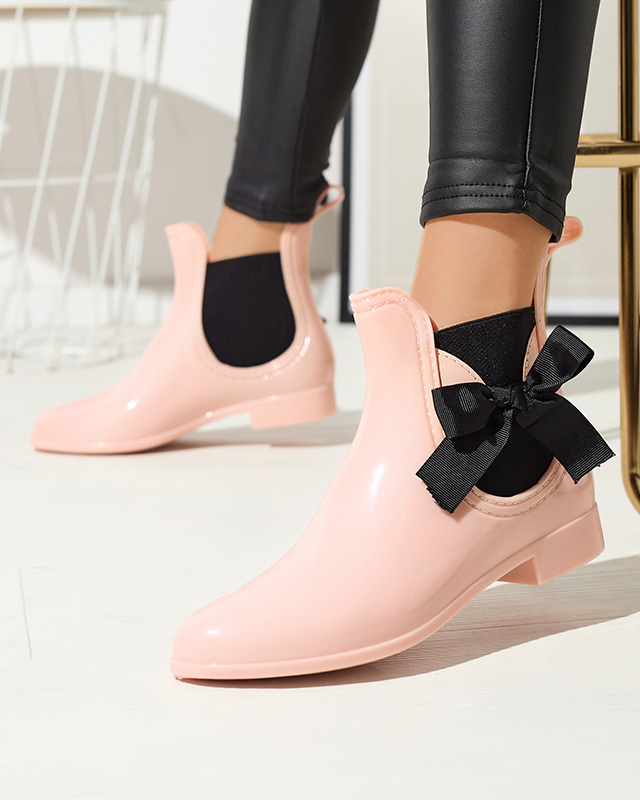 Hellrosa Damen-Gummistiefel mit Schleife Roberta Schuhe