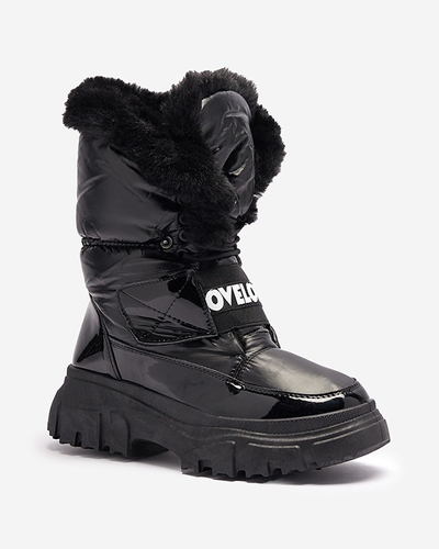 Damen-Schneestiefel mit flacher Sohle in Schwarz Sapollo- Footwear