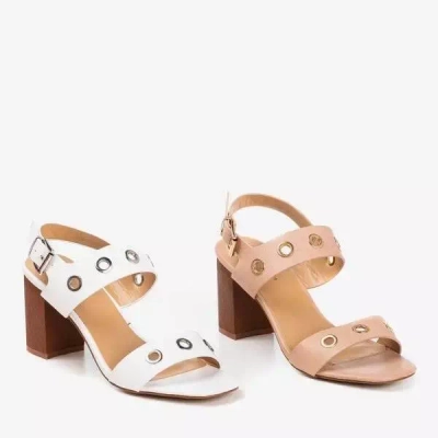 Hellrosa Sandalen auf einem höheren Pfosten mit Cangola-Ausschnitten - Schuhe 1