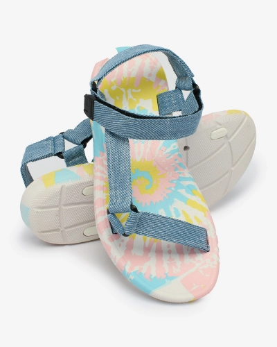 Royalfashion Hellblaue Damensandalen mit farbiger Sohle Asottil