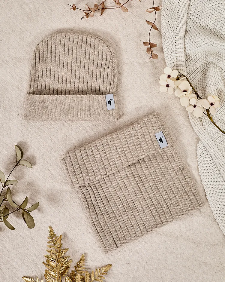 Royalfashion Universal Winter Set - Beanie-Mütze mit Schlauchschal