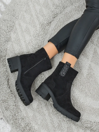 Damen Stiefeletten Öko-Wildleder mit Blockabsatz Maelis
