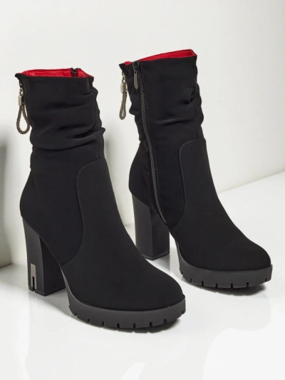 Damen Stiefeletten Öko Leder matt mit Blockabsatz Nivarelle