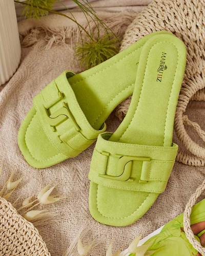Royalfashion Neongrüne Damen Flip-Flops mit Schnalle Rydr