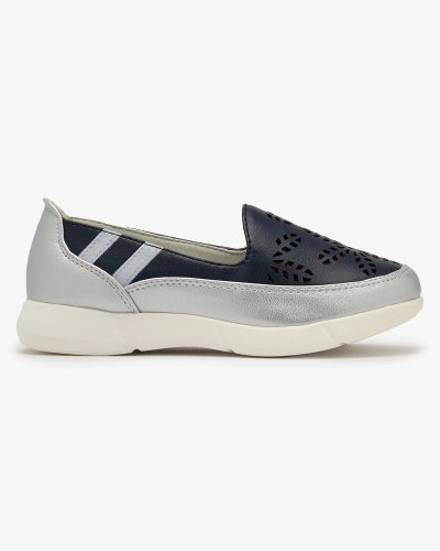 Silberne und marineblaue Slipper für Mädchen Ewesgi- Footwear