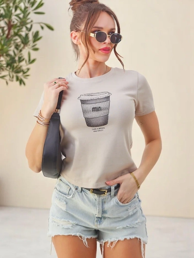 Royalfashion Damen Baumwoll-T-Shirt mit Strassdruck
