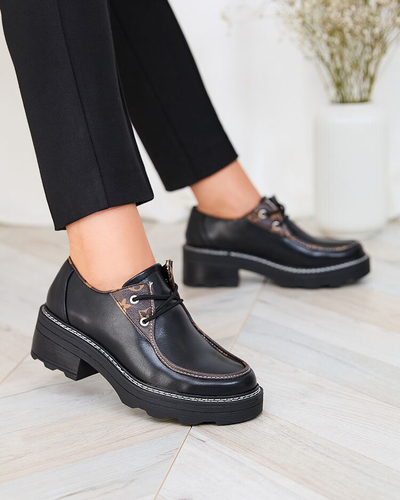 Royalfashion Чорні жіночі напівчеревики на суцільній підошві Dobbin