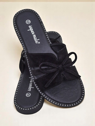 Royalfashion Damen-Slipper mit flacher Sohle und Schleife Gerber