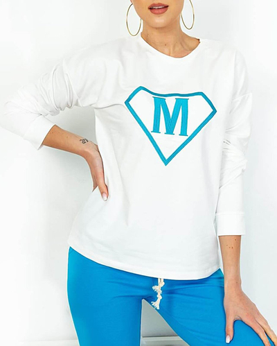 Біло-блакитний спортивний жіночий комплект