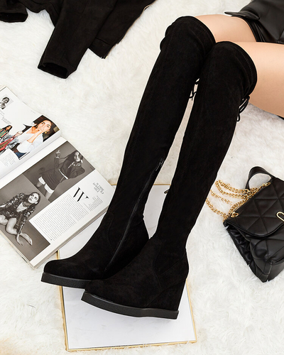 Royalfashion Damen Overknee-Stiefel aus Öko-Wildleder Essonel