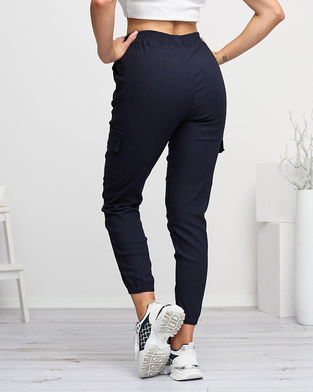 Marineblaue Cargohose für Damen mit abnehmbarer Tasche - Kleidung
