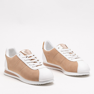 Beige Sportschuhe für Damen auf flacher Soruti-Sohle - Schuhe