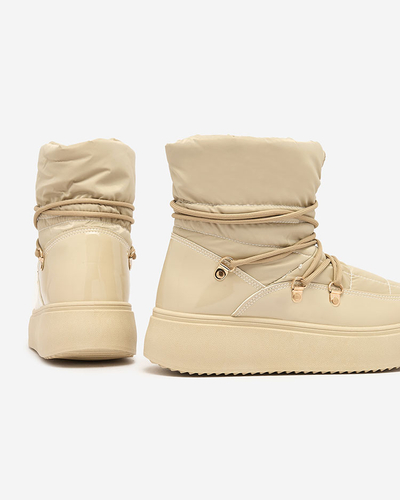Royalfashion Damen Schlupf-Schneestiefel in hellbraun Dabenda