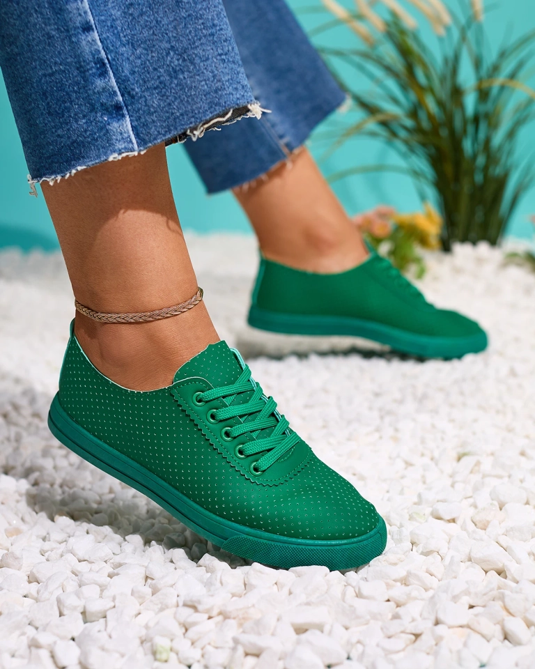 Royalfashion Dunkelgrüne durchbrochene Damen-Tennisschuhe Salomp