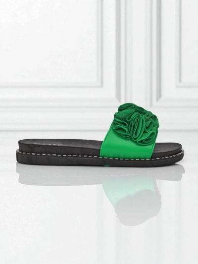 Royalfashion Damen-Pantoletten mit flacher Sohle Flora Verde