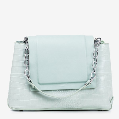 Hellblaue Damenhandtasche mit Tierprägung - Handtaschen
