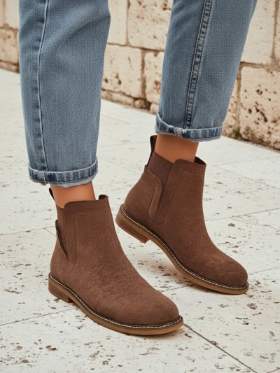 Damen Stiefeletten im Chelsea-Stil aus Öko-Wildleder Veysi