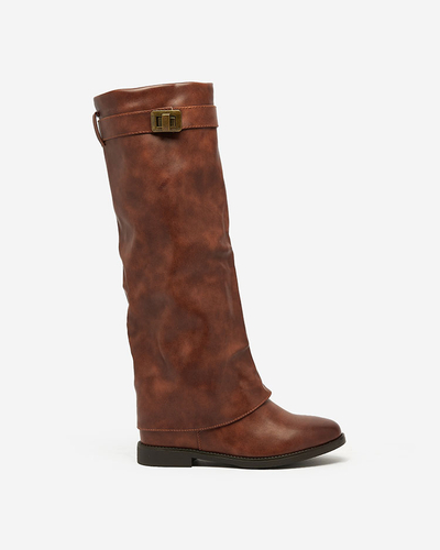 Royalfashion Braune Damenstiefel mit verstecktem Anker Dibisad