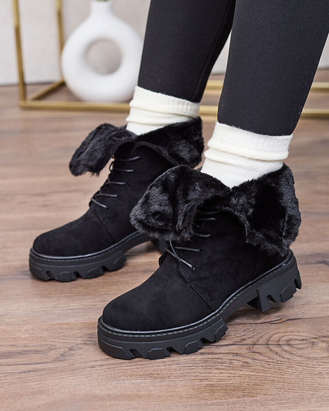 Royalfashion Schwarzer Damen-Schnürstiefel Cavenma