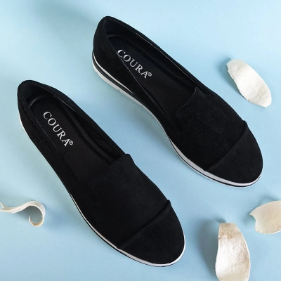 OUTLET Чорні жіночі мокасини на низькій танкетці Dardariel - Туфлі