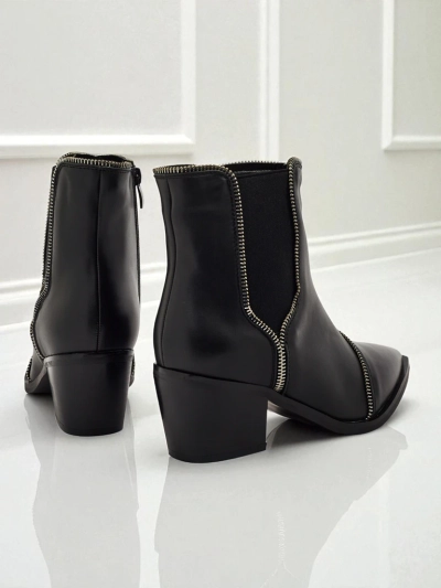 Damen Stiefeletten aus Öko-Leder mit Blockabsatz Omen Glade